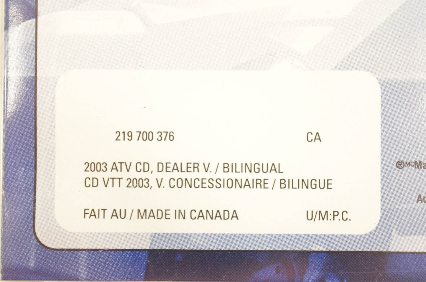 Bombardier 219700376 2004 VVT ATV Technical Publications Dealer Version CD-ROM