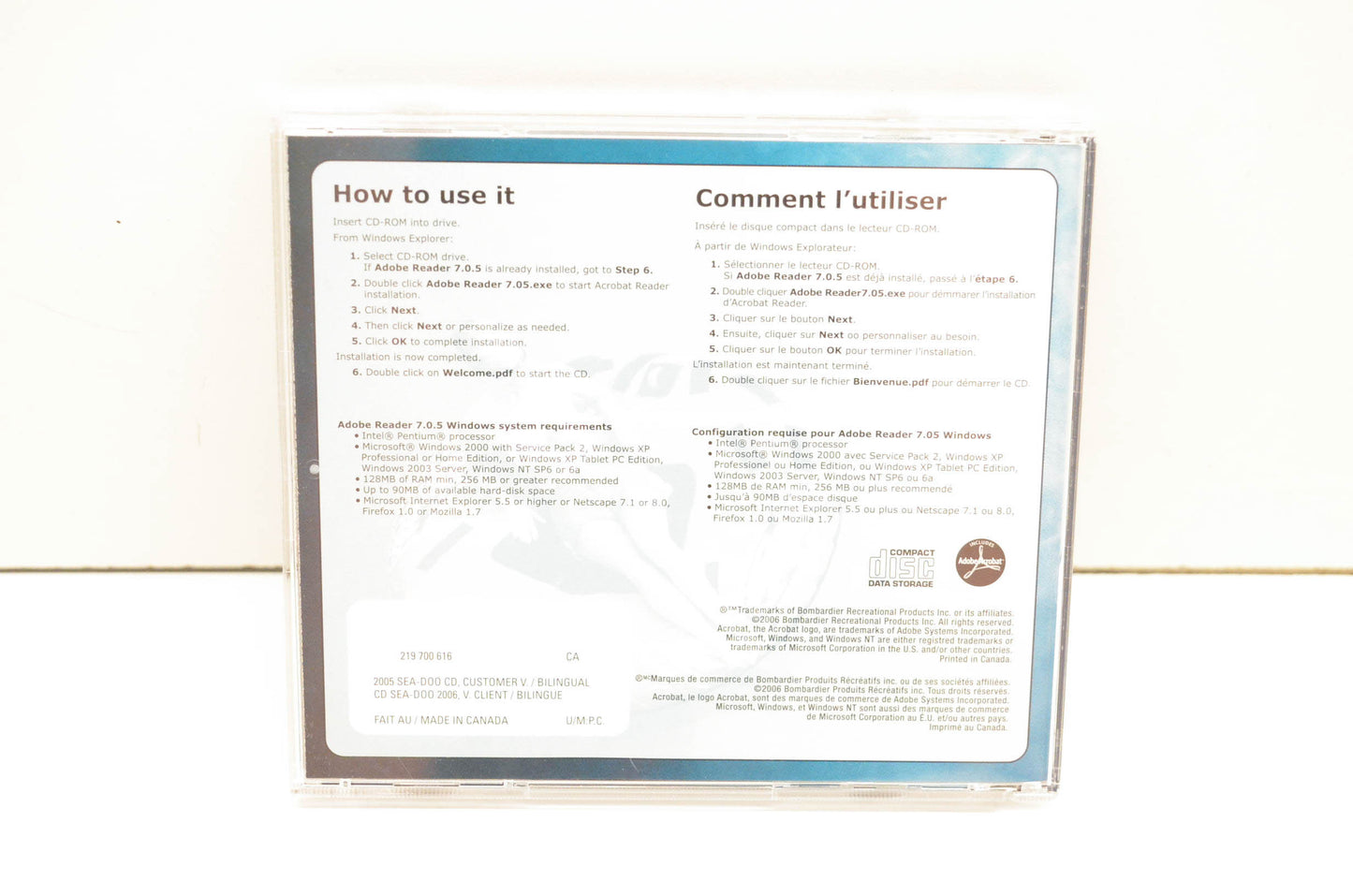 Sea Doo 219700616 2005 Technical Publications Customer Version CD-ROM