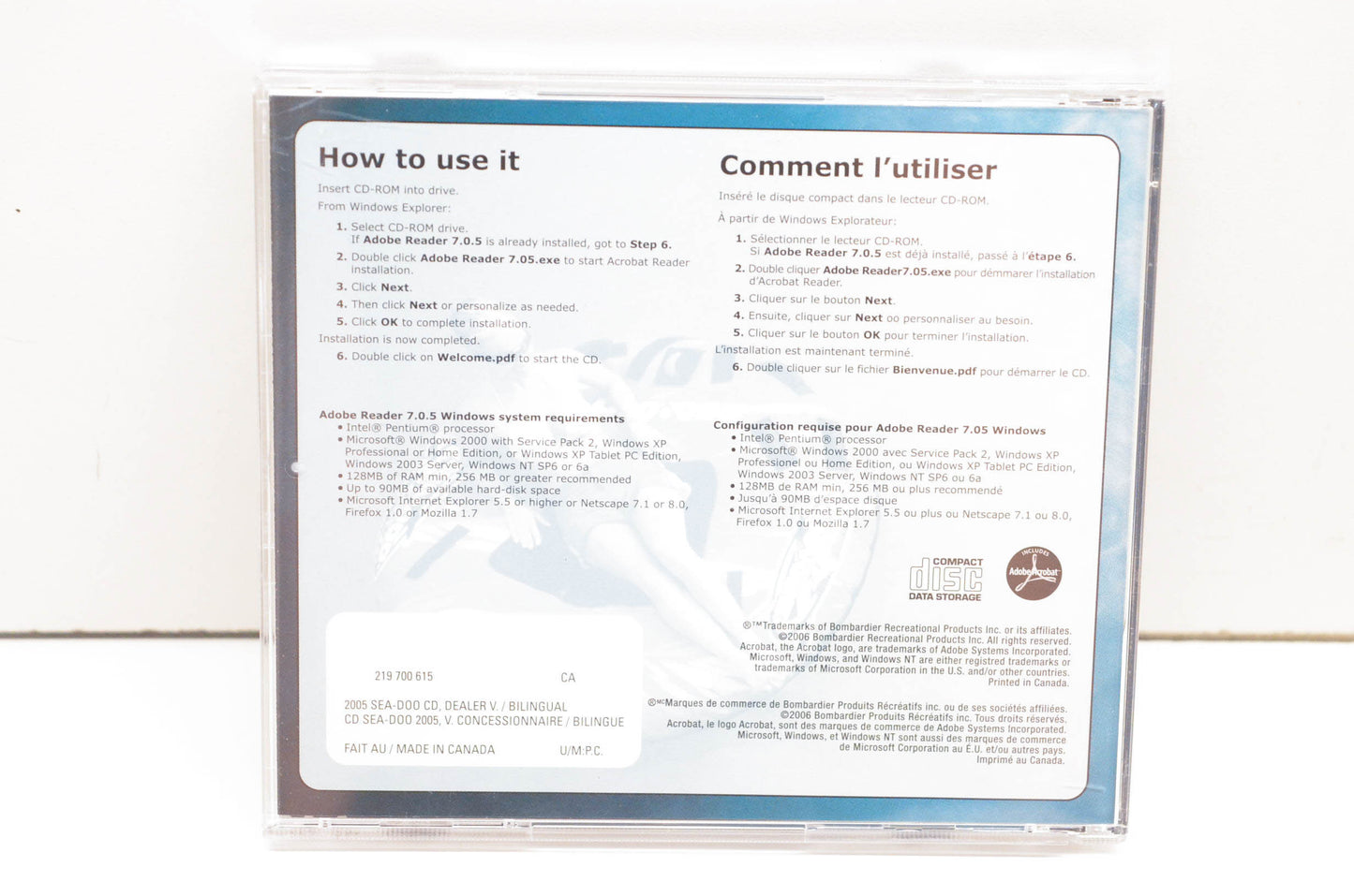 Sea Doo 219700615 2005 Technical Publications Dealer Version CD-ROM