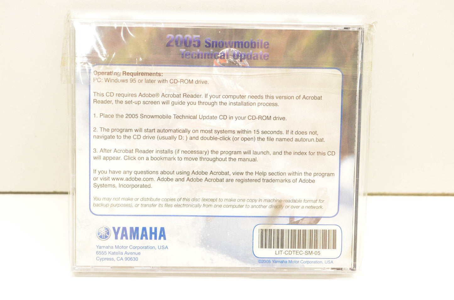 New OEM Yamaha LIT-CDTEC-SM-05 2005 Snowmobile Technical Update CD-ROM NOS