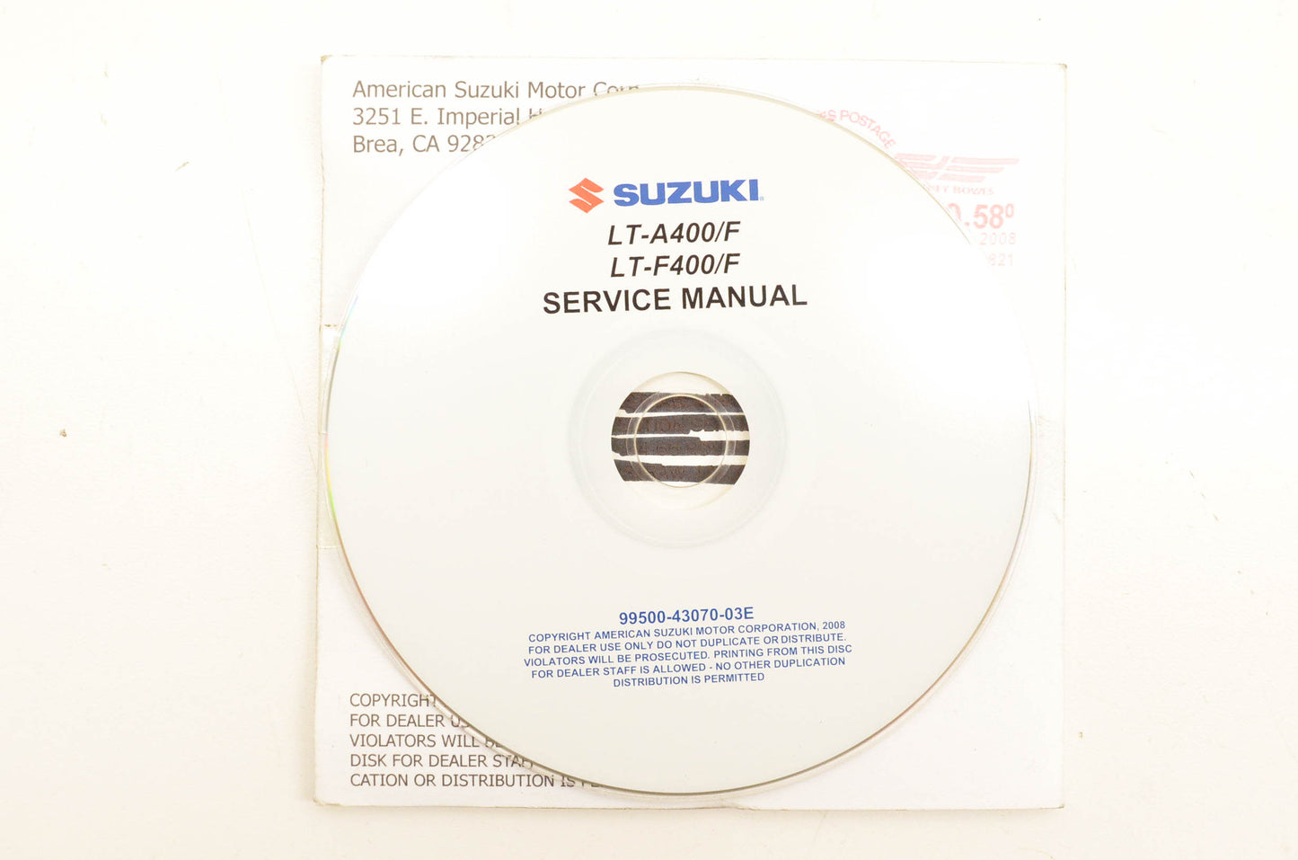 OEM Suzuki 99500-43070-03E LT-A400/F LT-F400/F Service Manual CD-ROM