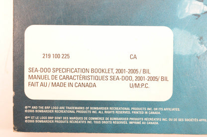 Sea Doo 219100225 2001-2005 Specification Booklet
