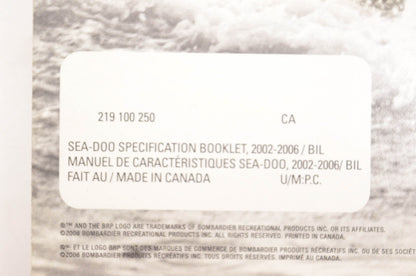 Sea Doo 219100250 2002-2006 Specification Booklet
