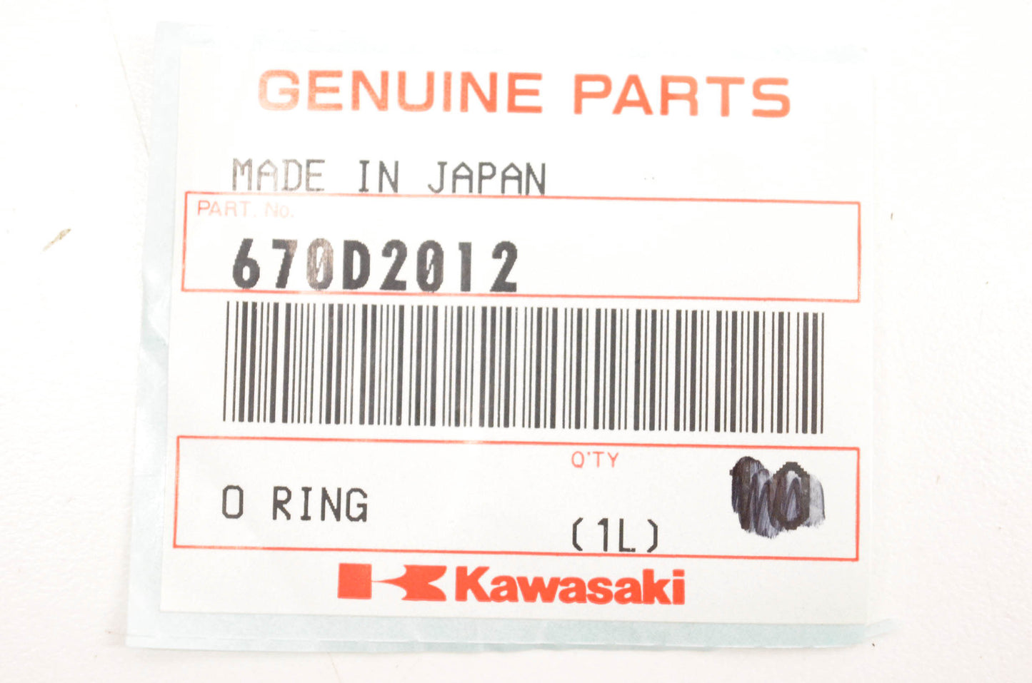New OEM Kawasaki 670D2012 O Ring Qty 2 NOS