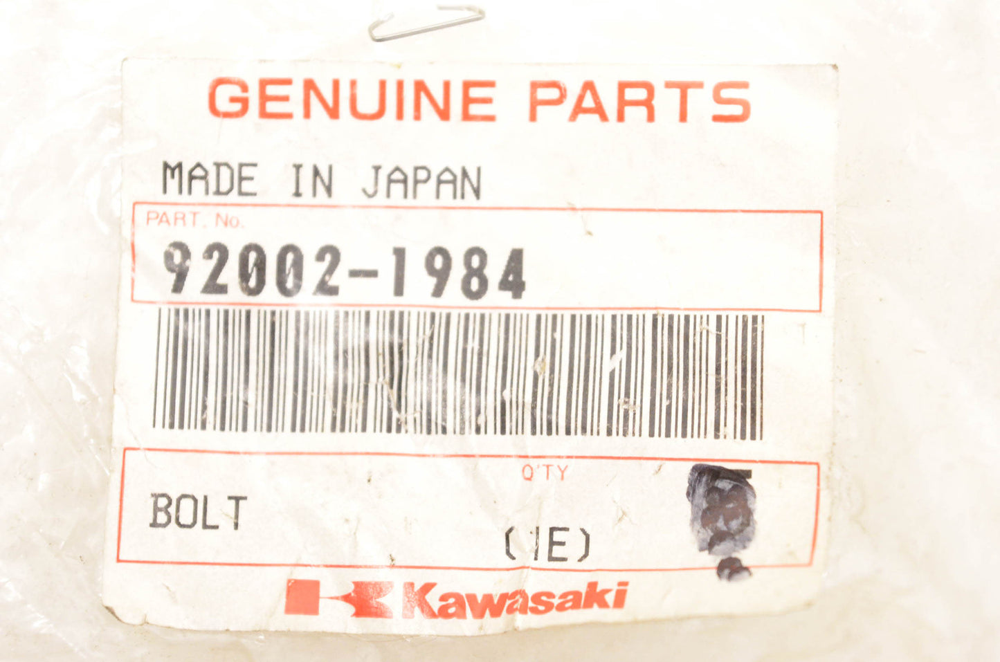 New OEM Kawasaki 92002-1984 Bolt NOS