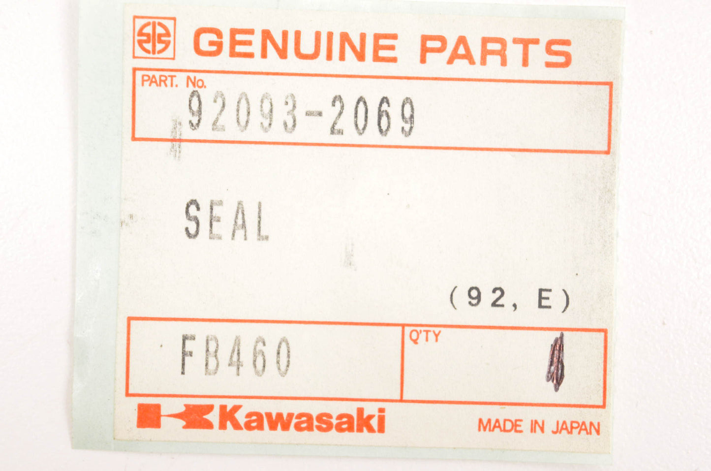 New OEM Kawasaki 92093-2069 Seal NOS