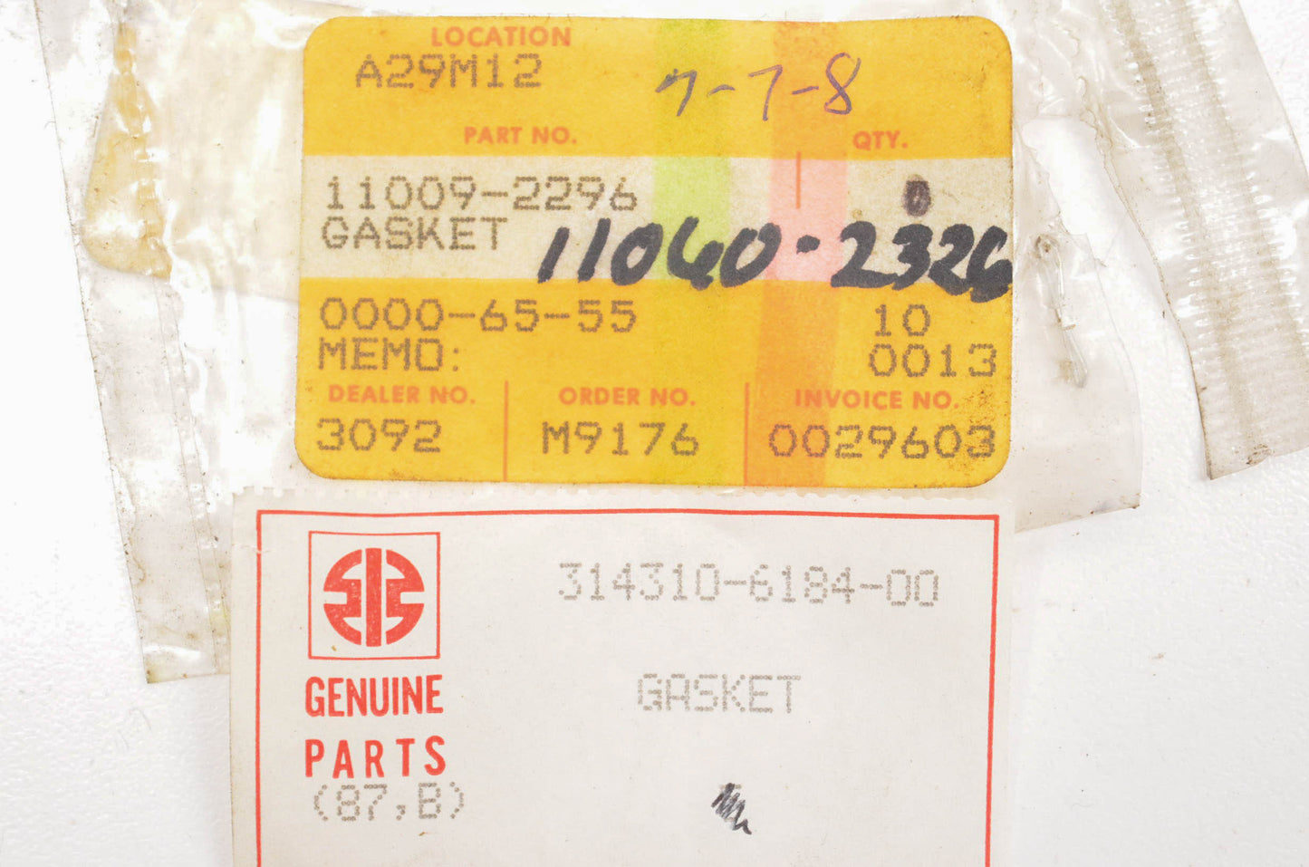 New OEM Kawasaki 11009-2296, 11060-2326, 314310-6184-00 Gasket NOS