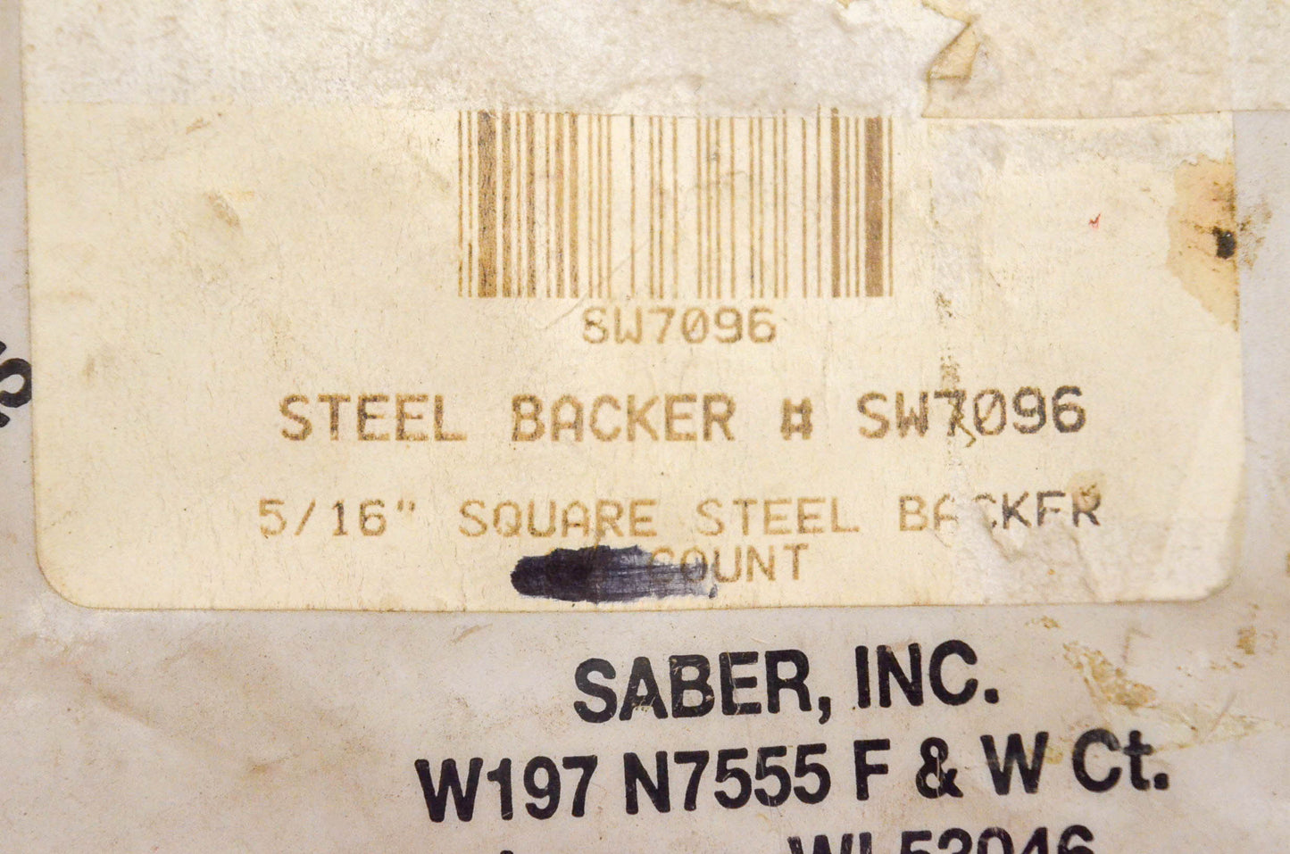 Saber SW7096, 589-797096 Steel Backer Qty 91 NOS