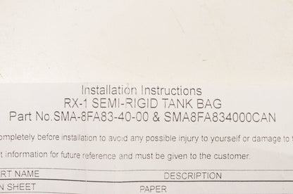 New OEM Yamaha SMA-8FA83-40-00 RX-1 Semi Rigid Tank Bag NOS