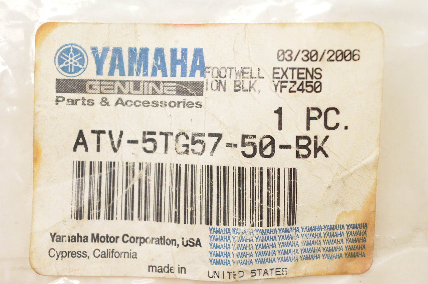 New OEM Yamaha ATV-5TG57-50-BK Footwell Extension Kit NOS