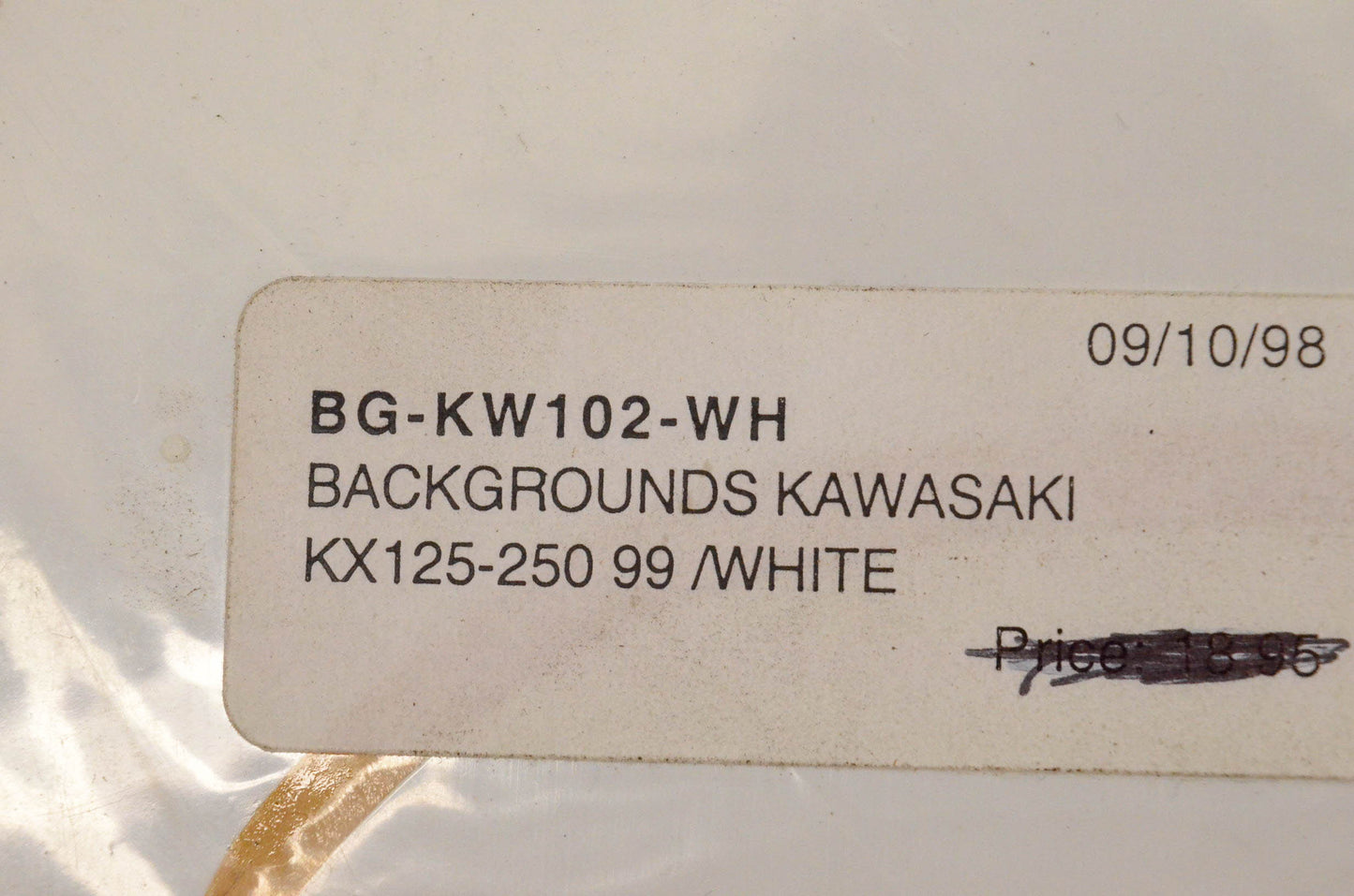 One Industries BG-KW1012-WH Pre Cut Number Plate Backgrounds White NOS