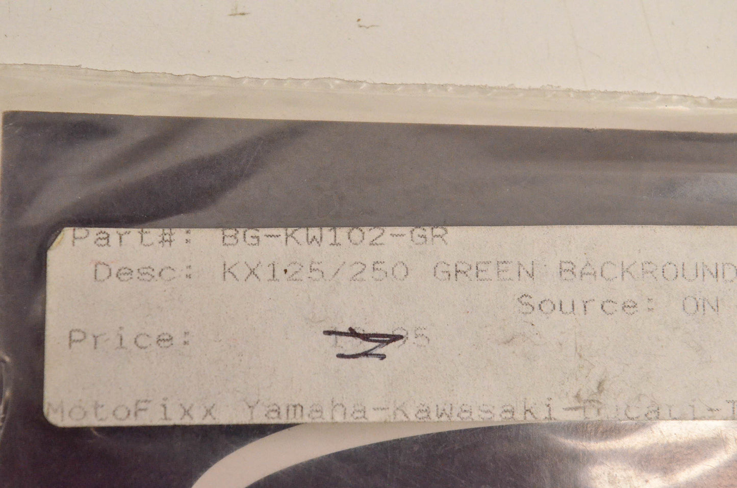 One Industries BG-KW102-GR Pre Cut Number Plate Backgrounds Green NOS
