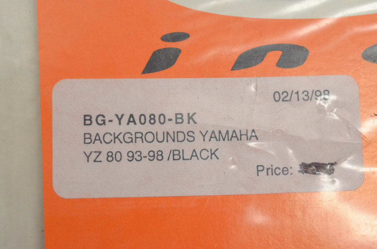 One Industries BG-YA080-BK Pre Cut Number Plate Backgrounds Black NOS