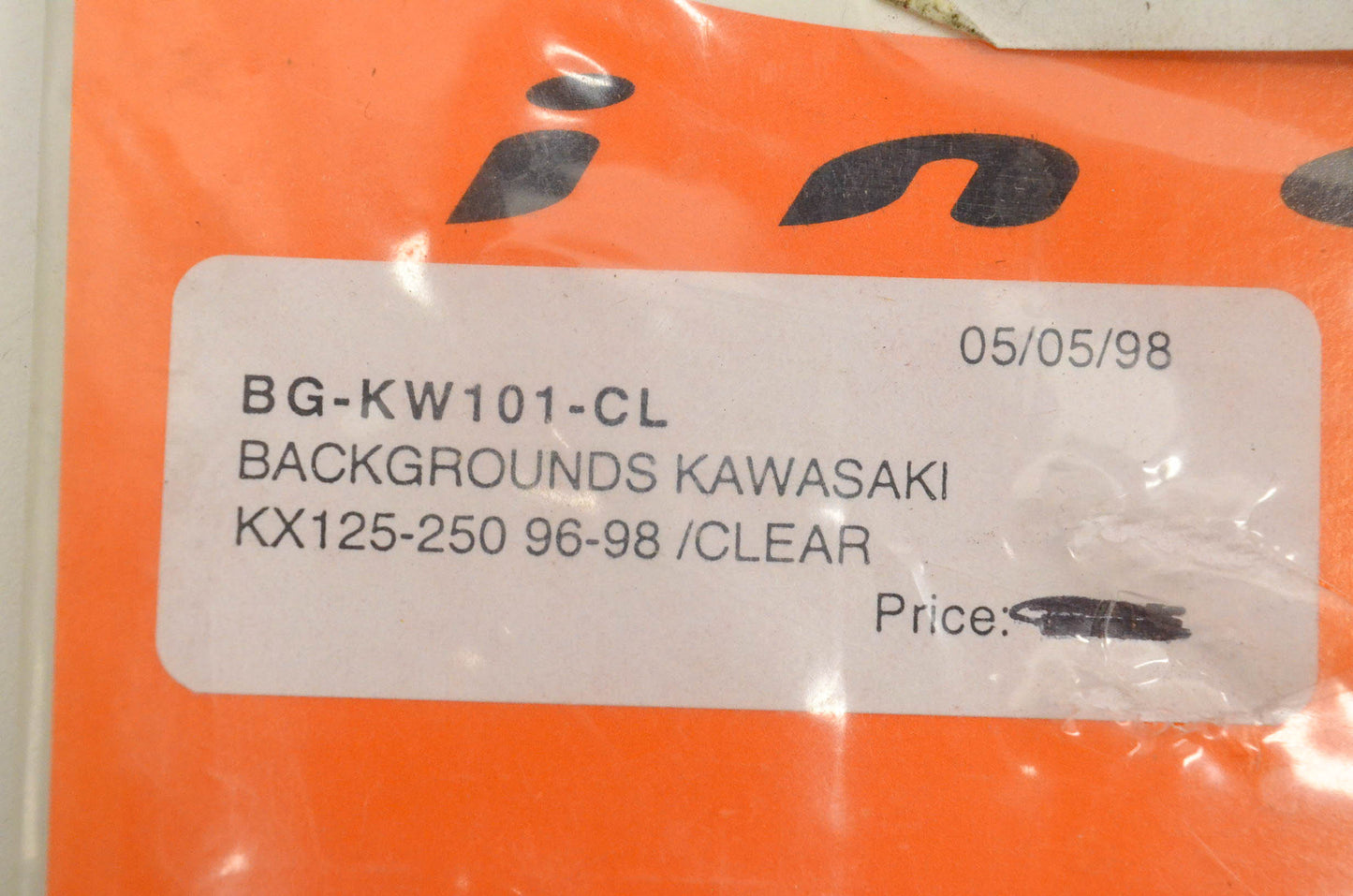 One Industries BG-KW101-CL Pre Cut Number Plate Backgrounds Clear NOS