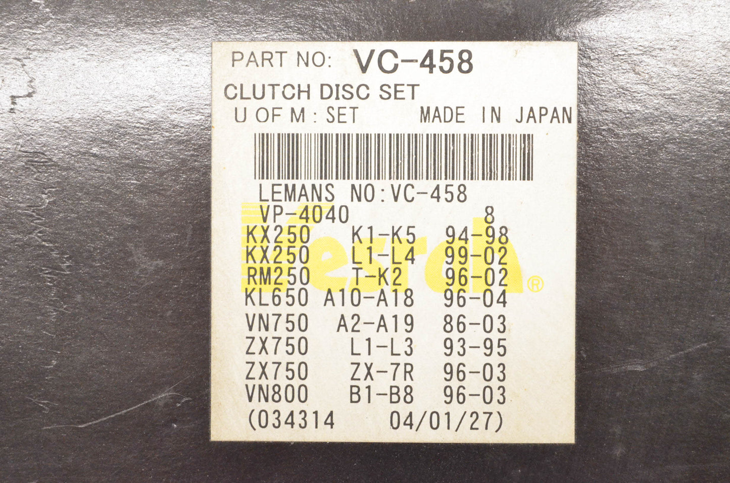 Vesrah VC-458 Clutch Disc Kit NOS