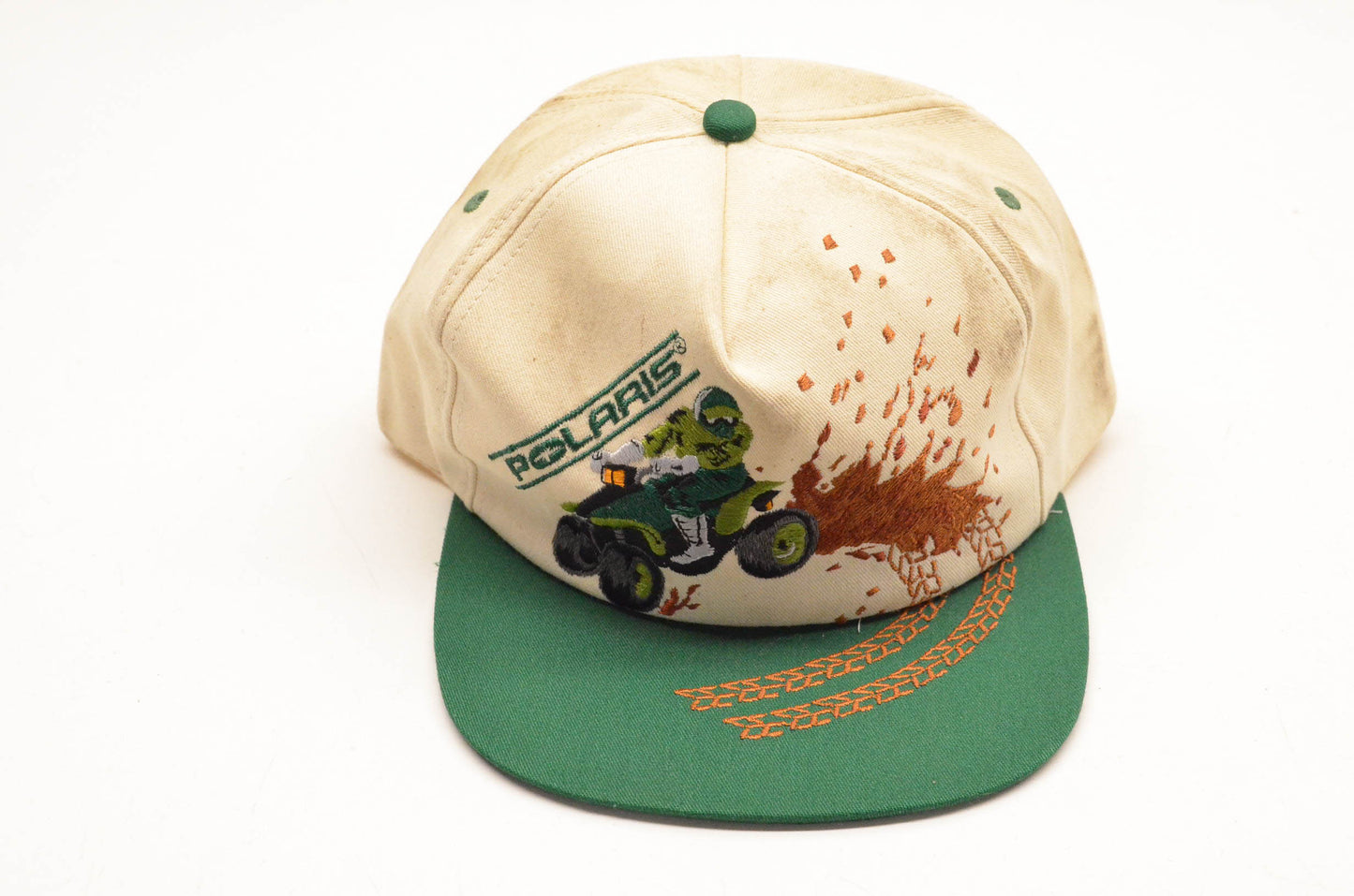 New OEM Polaris Vintage Canvas Green ATV Snapback Baseball Cap NOS