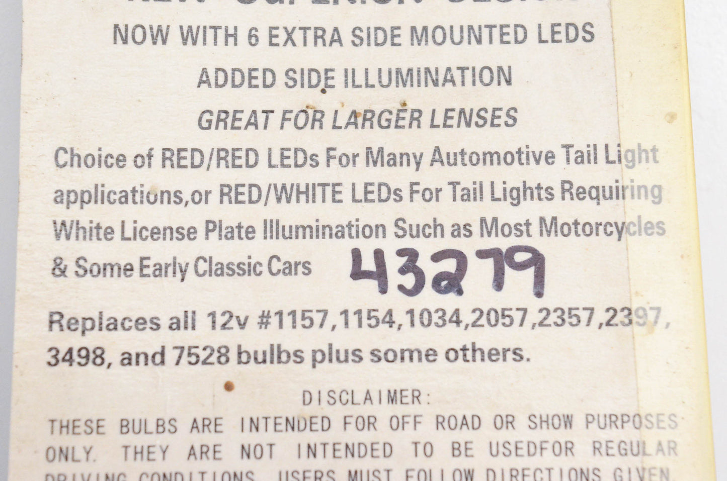 Wixtech 43279 Red/White LED Brake/Tail Light Bulb NOS