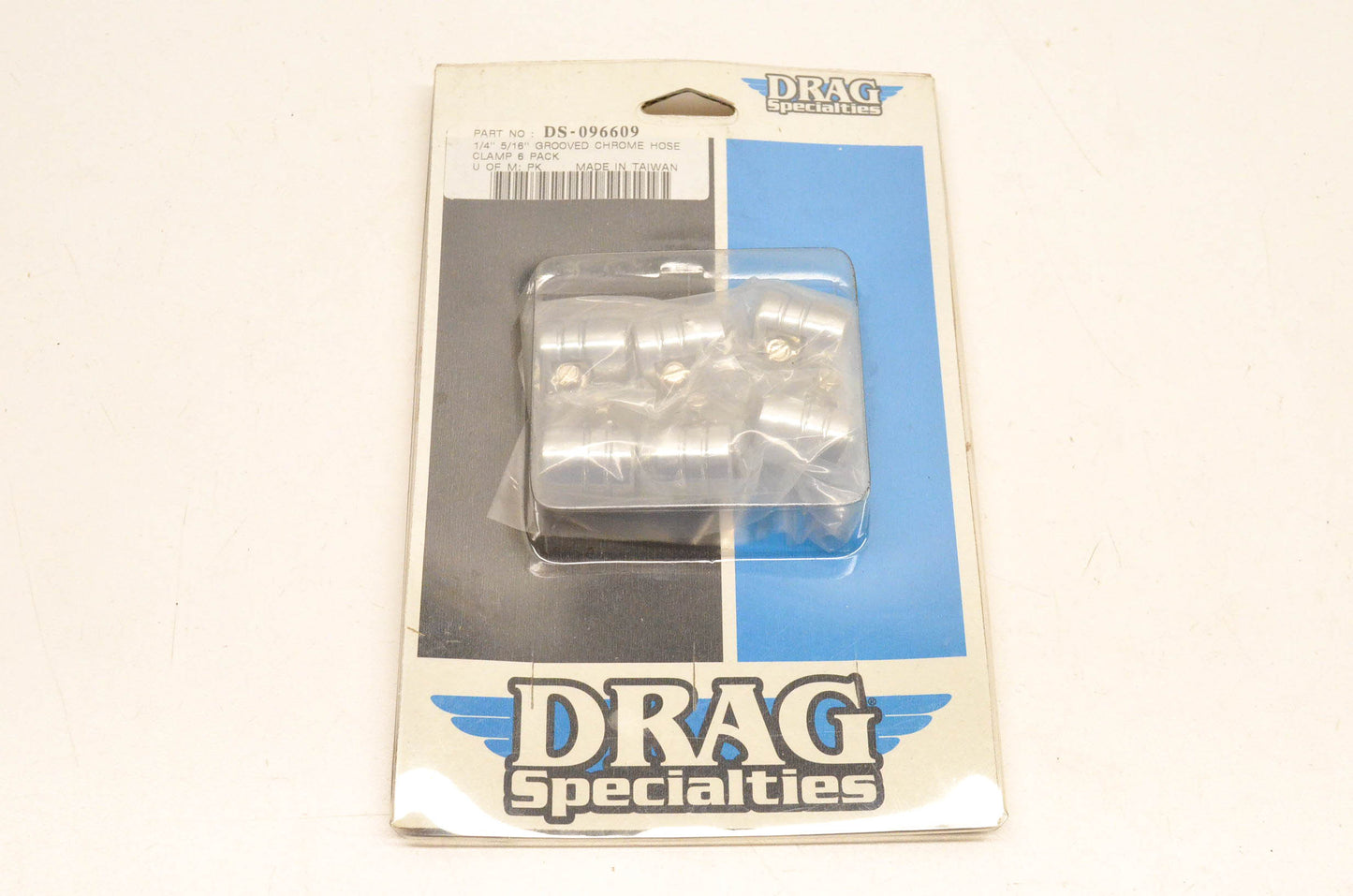 Drag Specialties DS-096609 Grooved Chrome Hose Clamps 6 Pack NOS
