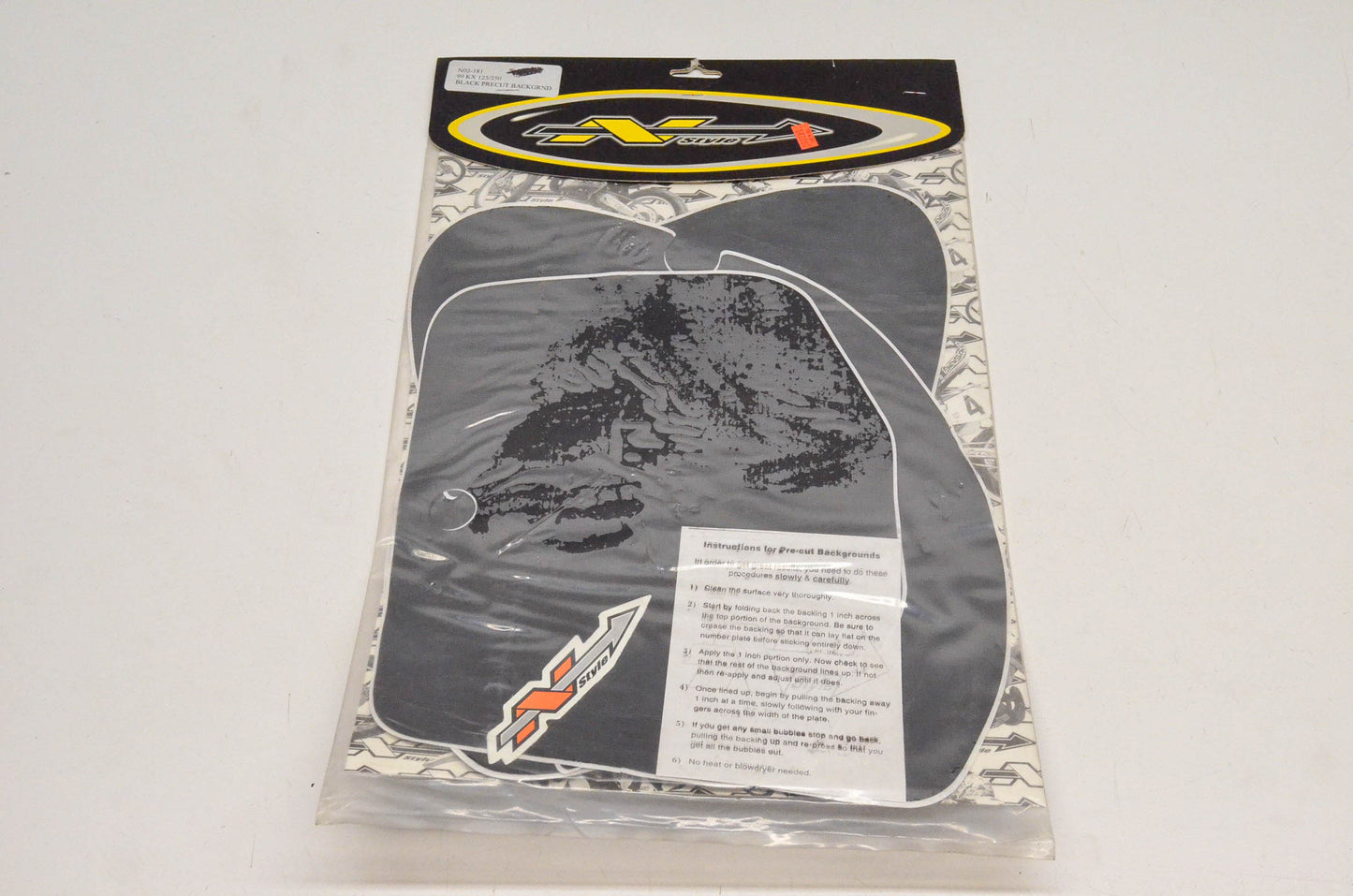 N-Style N02-181 Pre Cut Number Plate Background Black NOS
