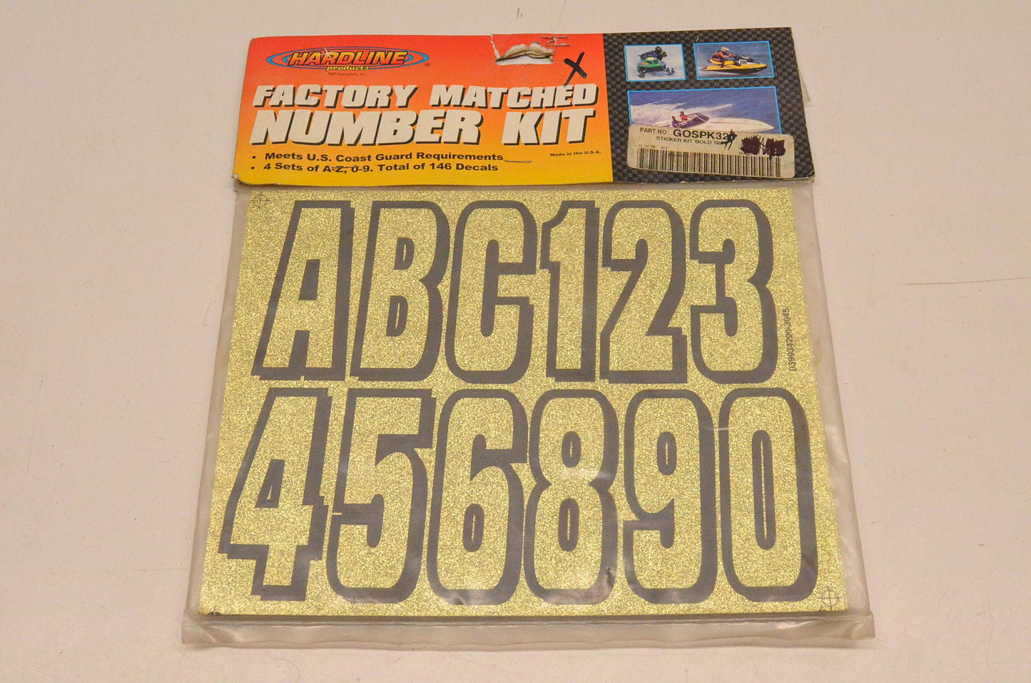Hardline GOSPK320 Factory Matched Number Kit Gold Glitter NOS