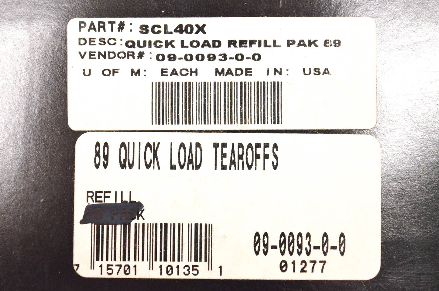 Scott SCL40X, 09-0093-0-0 Quick Load Tearoffs NOS