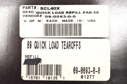 Scott SCL40X, 09-0093-0-0 Quick Load Tearoffs NOS