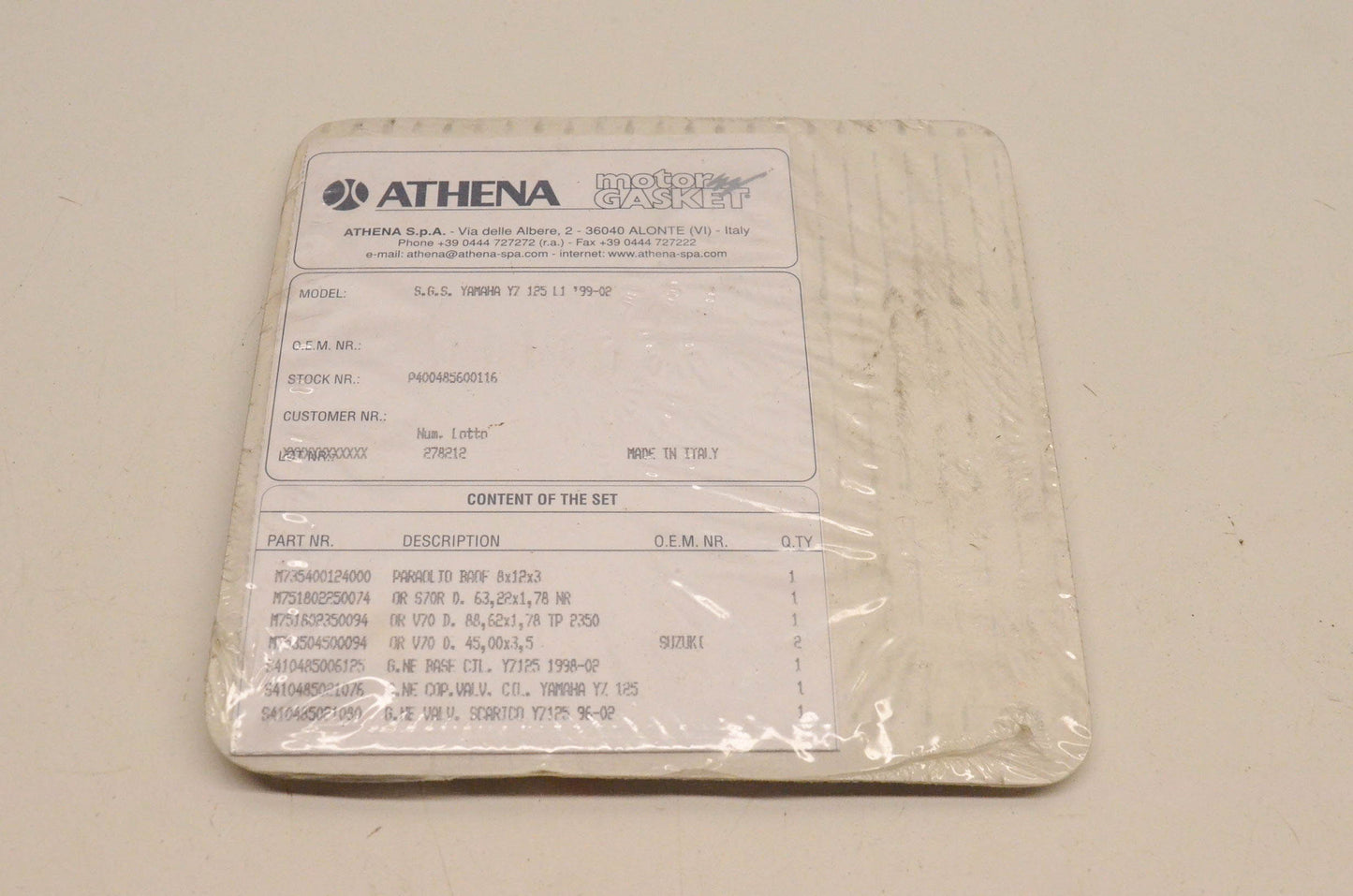 Athena P400485600116, 400485600116 Gasket Kit NOS