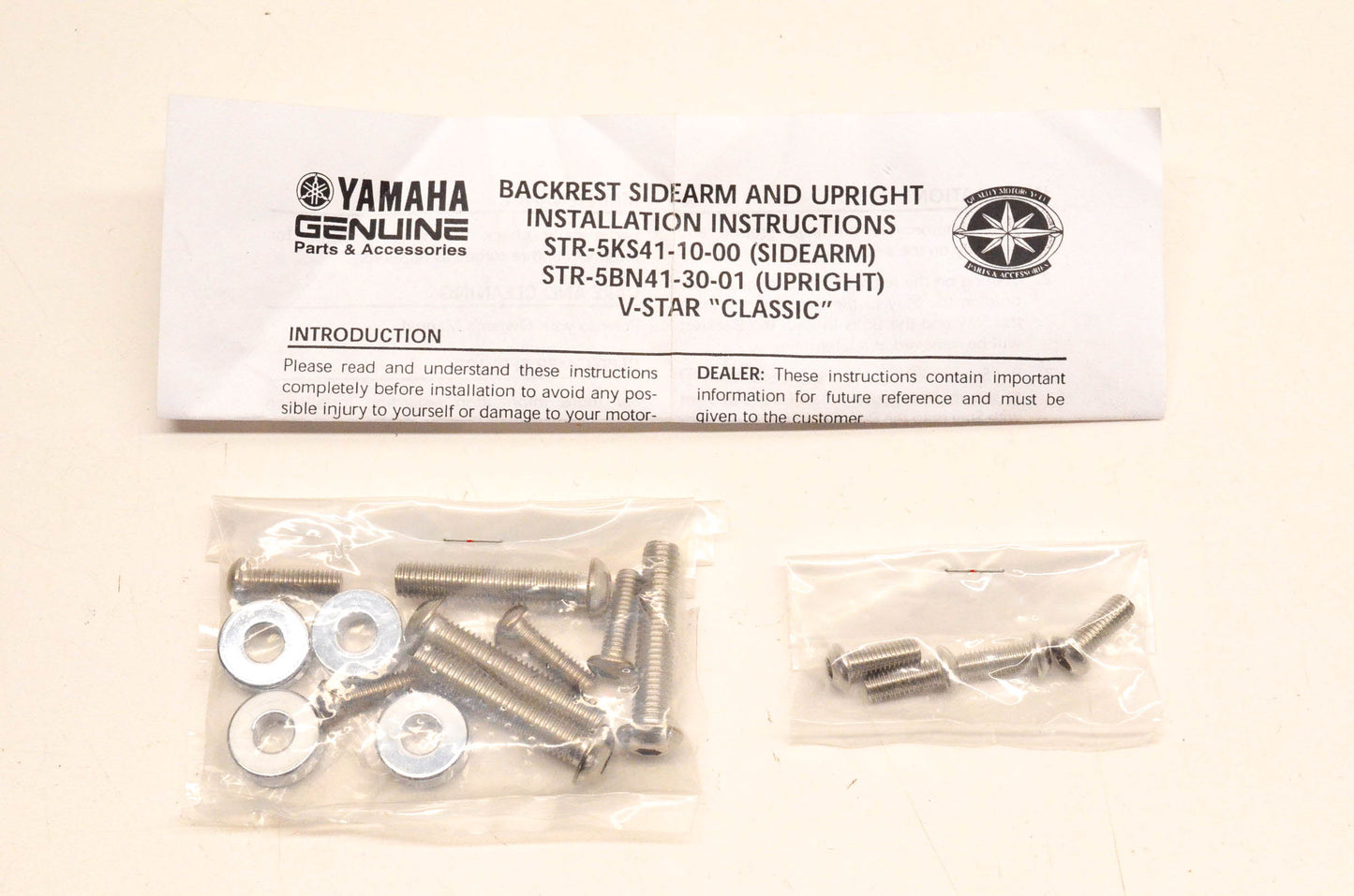 New OEM Yamaha Backrest Sidearm And Upright Kit NOS