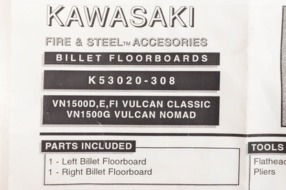 New OEM Kawasaki K53020-308 California Billet Floorboard Kit NOS