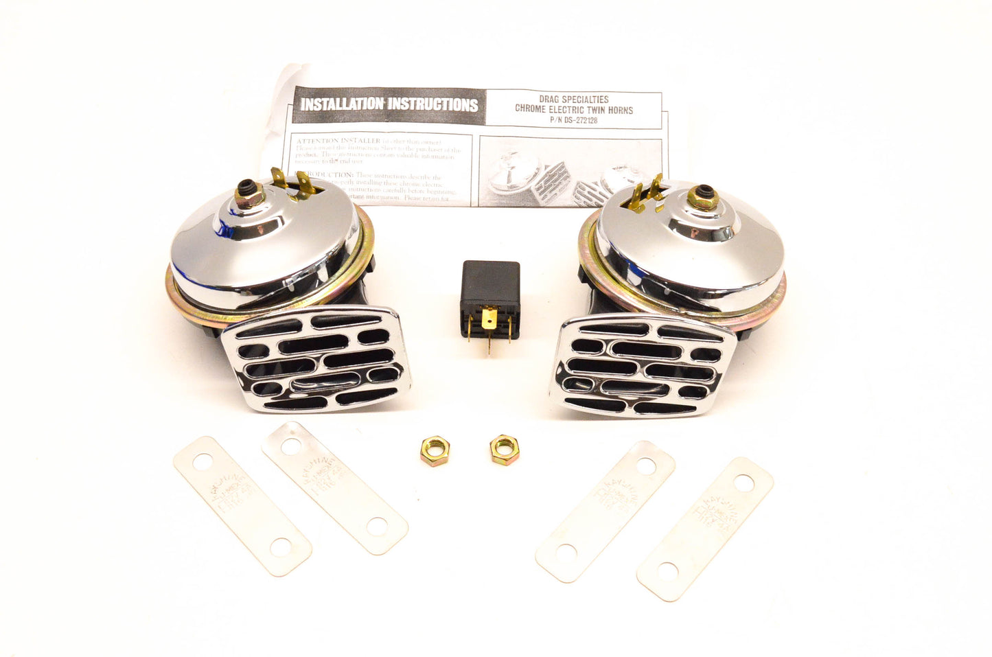 Drag Specialties DS-272128 Chrome Electric Twin Horn Kit NOS