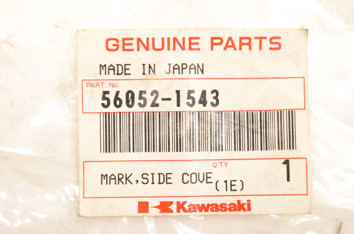 New OEM Kawasaki 56052-1543 Side Cover 650 Mark Decal NOS
