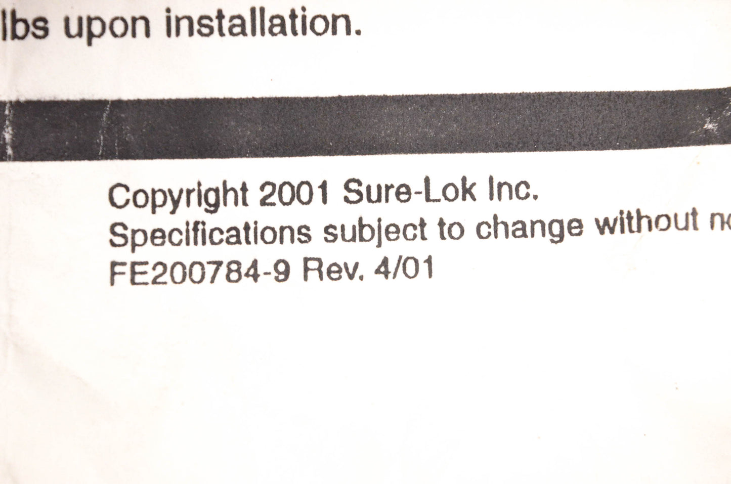 Sure-Lok FE200784-9 Surface Mount Series L Floor Plate Kit NOS