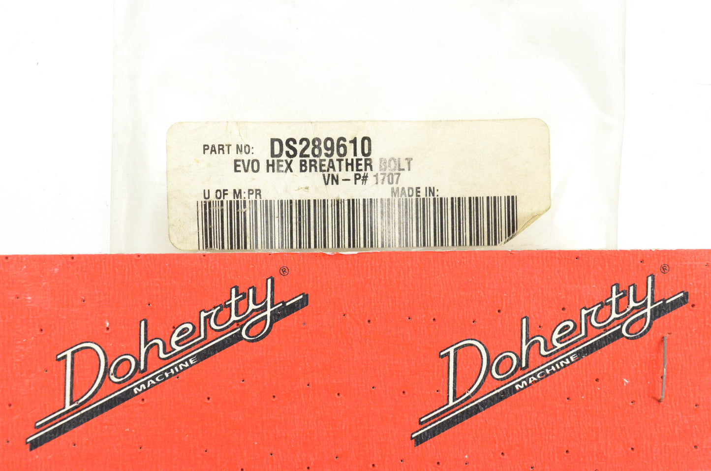Doherty DS289610, 1707, DS-289610 EVO Hex Breather Bolt Kit NOS