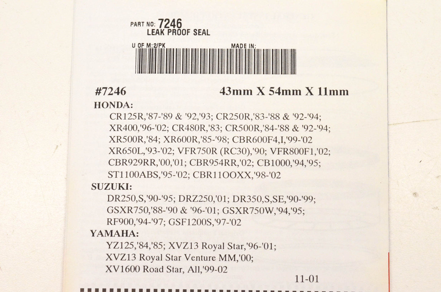 Leak Proof 7246 Classic Fork Seal Kit NOS
