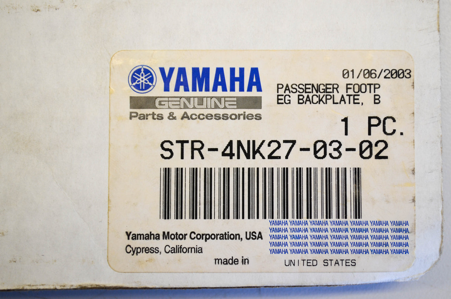 New OEM Yamaha STR-4NK27-03-02 Passenger Foot Pedals NOS