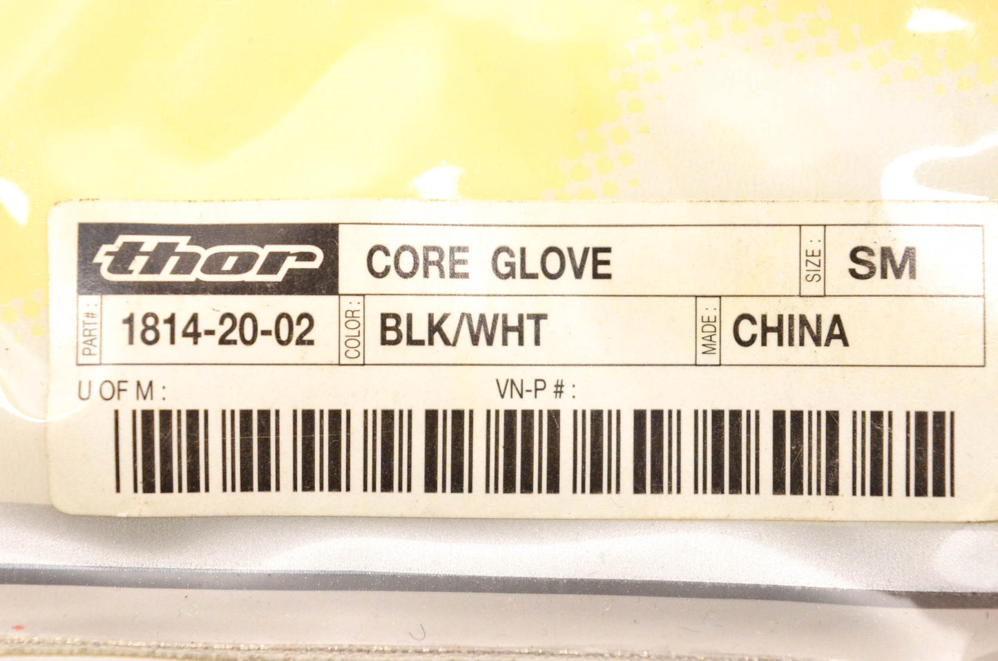 Thor 1814-20-02 Small Black White Core Gloves NOS