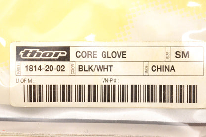Thor 1814-20-02 Small Black White Core Gloves NOS