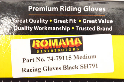 Pro Star 74-79115 Medium Black Racing Gloves NOS