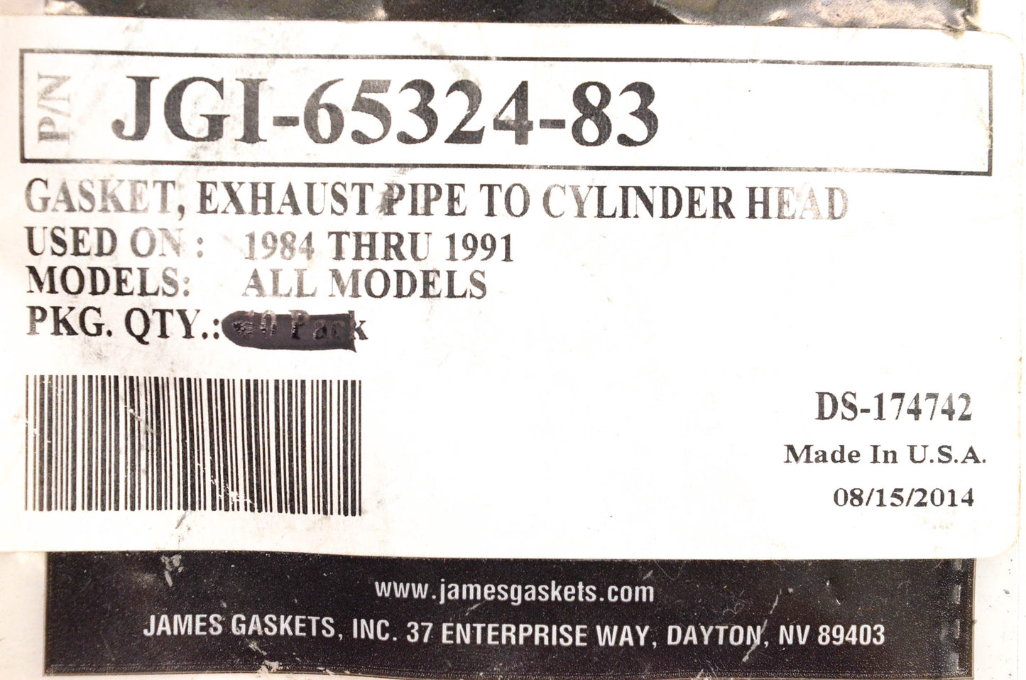 James Gaskets JGI-65324-83 Exhaust Pipe To Cylinder Head Gasket NOS
