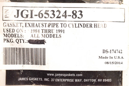 James Gaskets JGI-65324-83 Exhaust Pipe To Cylinder Head Gasket NOS