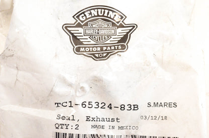 New OEM Harley Davidson TC1-65324-83B Exhaust Seals Qty 2 NOS