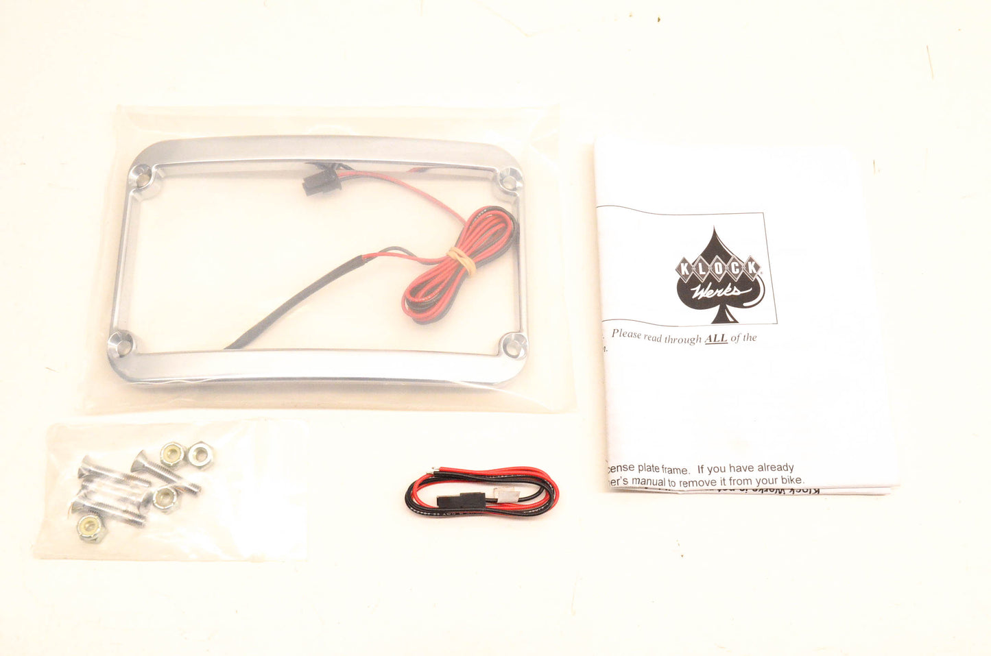 Klock Werks 2030-0246, KW05-01-0085-C Chrome Lighted License Plate Frame Kit NOS