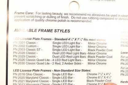 SDC 2001 Standard Classic Single LED Chrome License Plate Frame NOS