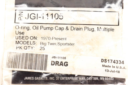 James Gaskets JGI-11105, DS174334 O Ring NOS