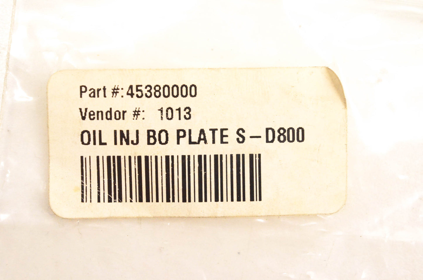 R&D 45380000, 1013 Oil Injection Block Off Plate S-D800 NOS