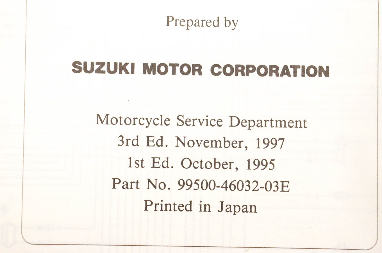 OEM Suzuki 99500-46032-03E DR650SE Service Manual