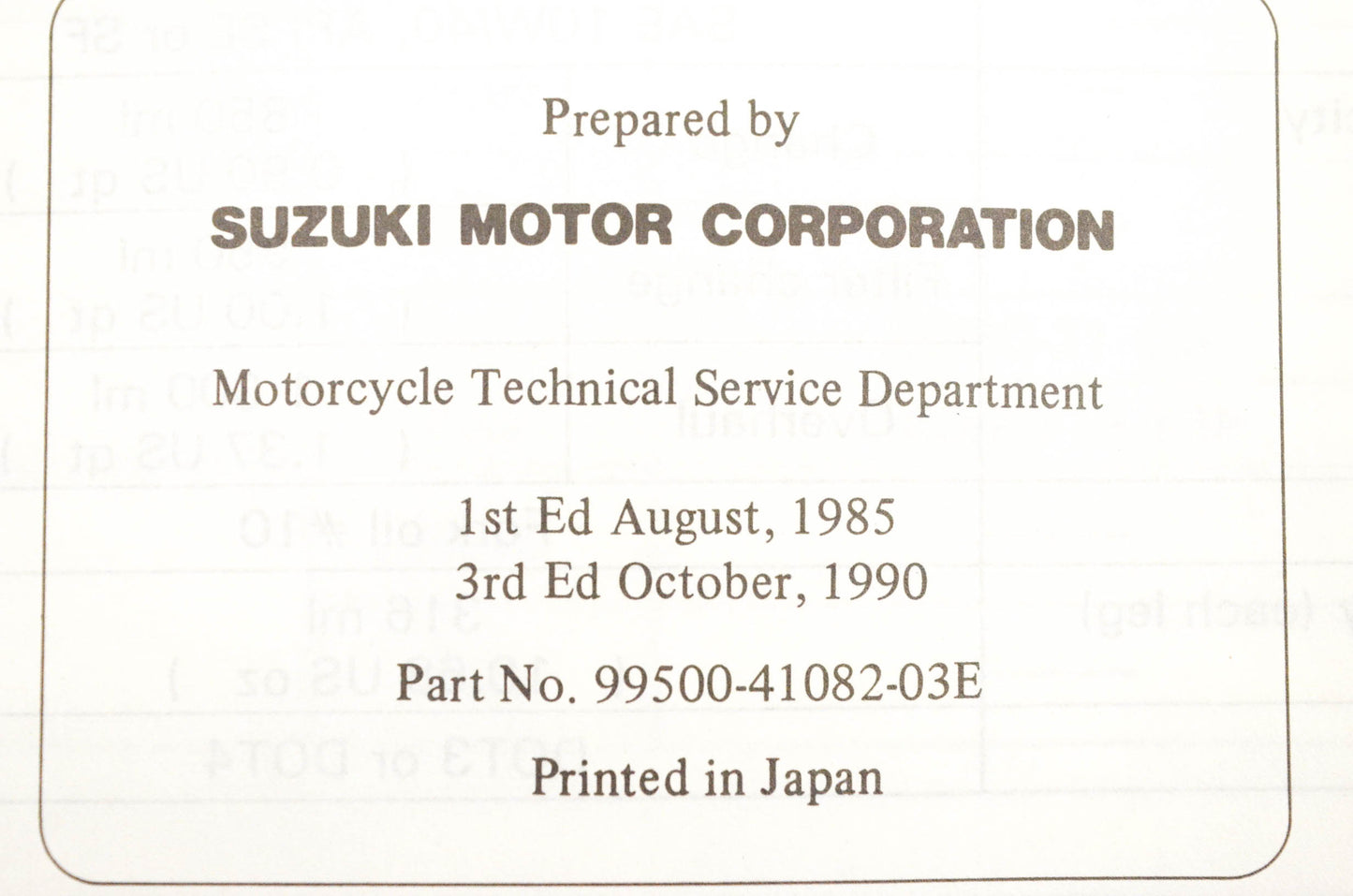 OEM Suzuki 99500-41082-03E DR125 Service Manual