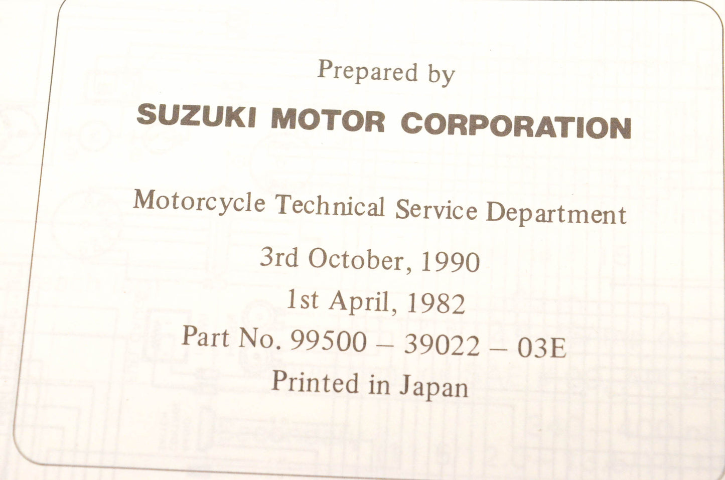 OEM Suzuki 99500-39022-03E GS1100G Service Manual