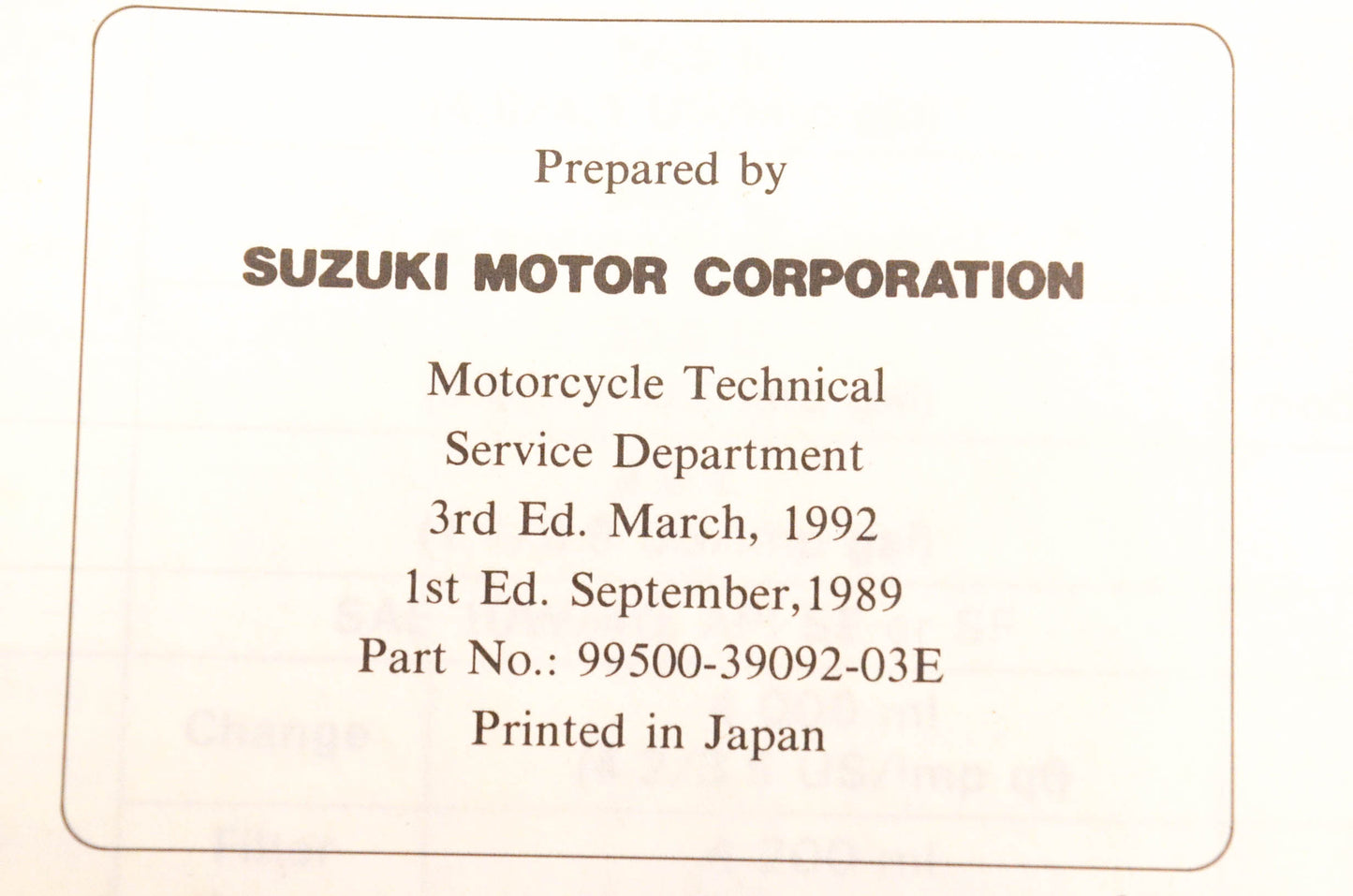 OEM Suzuki 99500-39092-03E GSXR1100 Service Manual