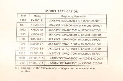 OEM Kawasaki 99924-1132-53 KX500 Service Manual Supplement